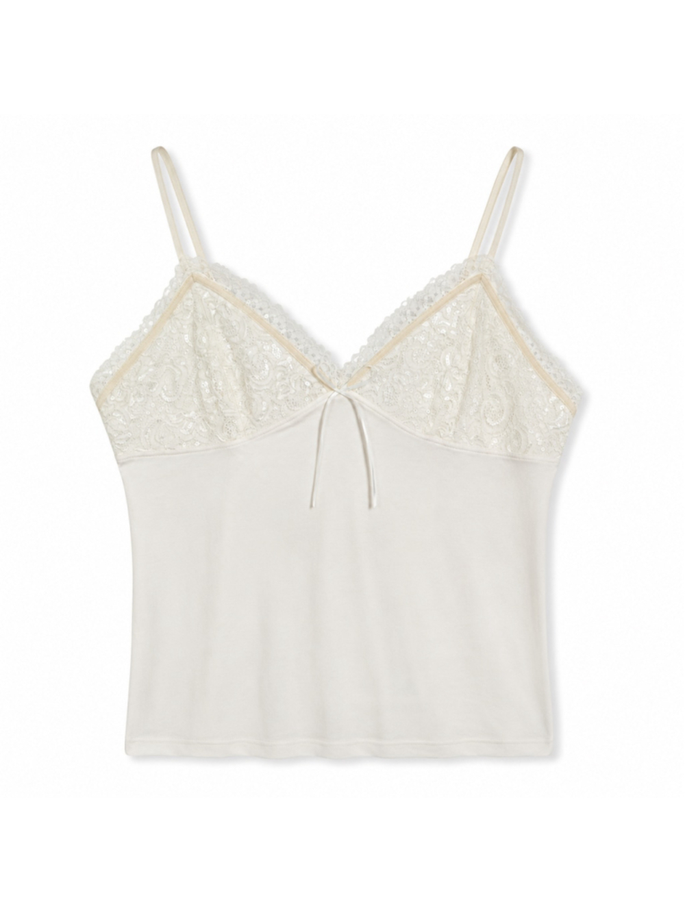 Y2K Lace Beaded Camisole White Beige La Senza Lingerie Soft Feminine Embellished